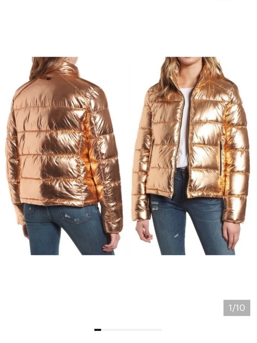 Marc New York Metallic Copper Puffer Jacket
